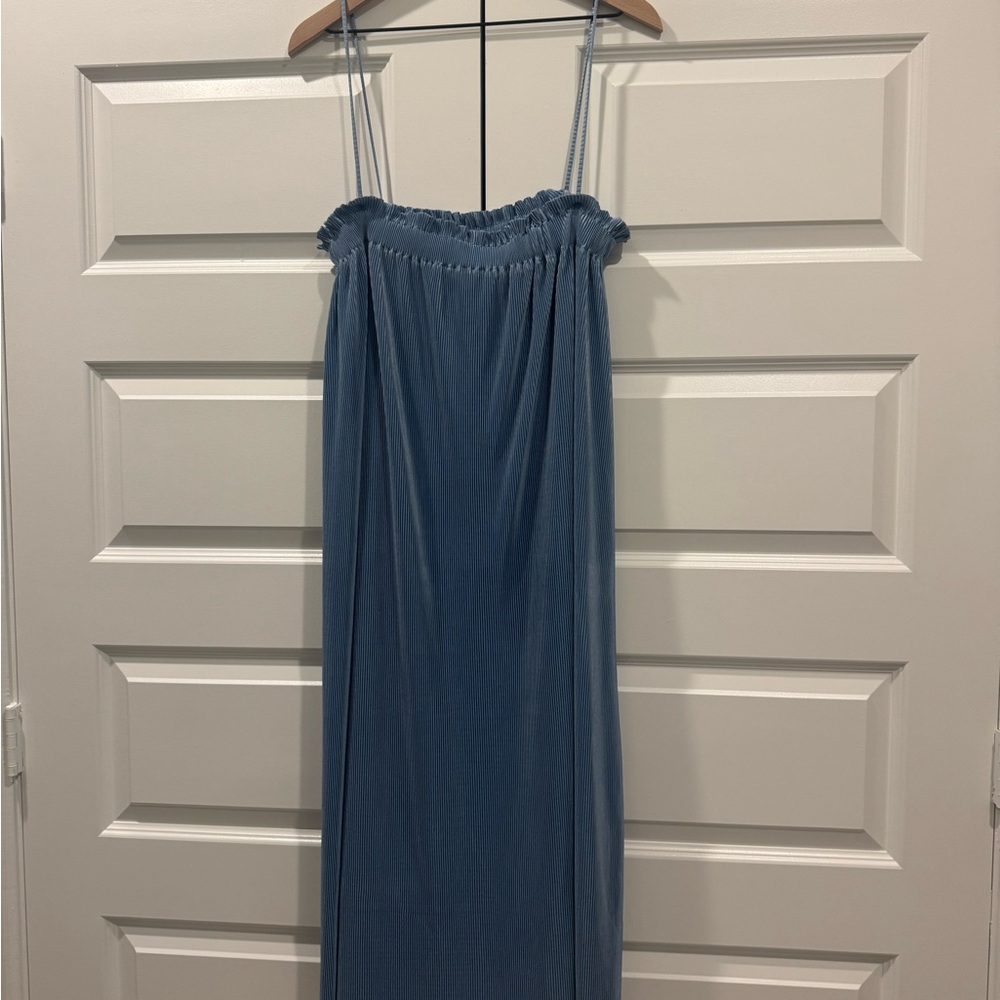 Zara Blue Sleeveless Ruffle Spaghetti Strap Sundress